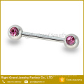 Gem de CZ dupla inox Sexo Gay mamilo Piercing